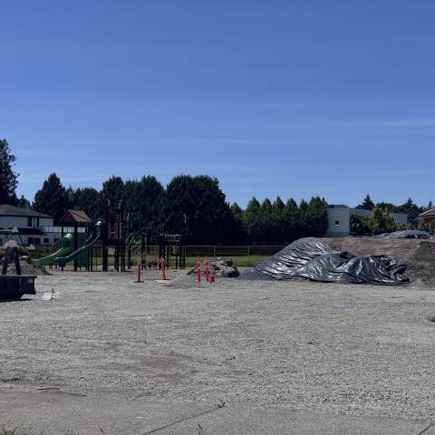 Our future basketball court and playground.